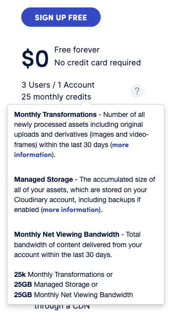 Cloudinary pricing